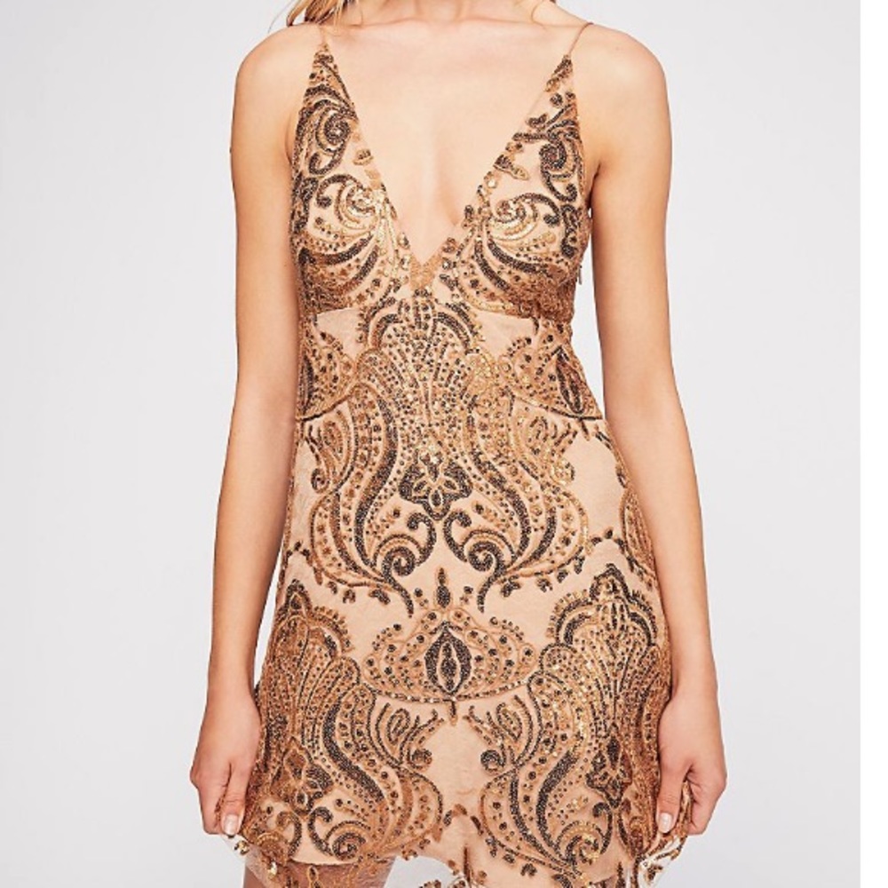 Free People Night Shimmers Mini Dress Sz 2